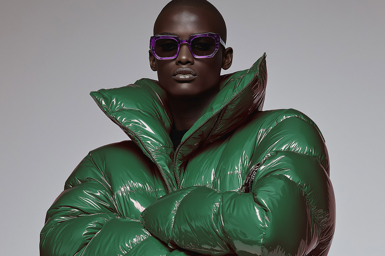 Model wearing unique fashionable designer eyewear